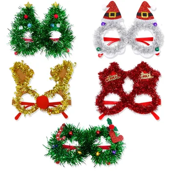 Рождественские Цветные полосатые оправы для очков для вечеринки, новогоднее украшение, Санта-Клаус, Лось, Рождественская елка, украшения для очков, Рождественский декор для дома