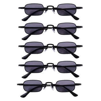5X Ретро панк Очки Прозрачные квадратные солнцезащитные очки Женские Ретро Солнцезащитные очки Мужские В металлической оправе-Черный и черно-серый