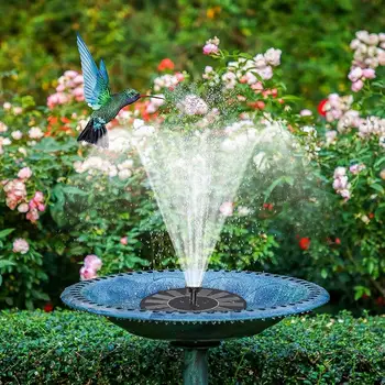 Солнечные фонтаны для купания птиц с 7 насадками, водяной насос мощностью 1,2 Вт с цветной светодиодной подсветкой, Садовые пруды, Гаджеты и аксессуары для украшения бассейна.