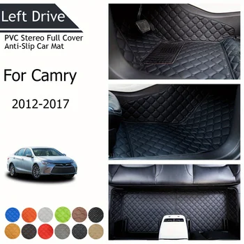 TEGART 【LHD】 Для Toyota Для Camry 2012-2017 Трехслойные автомобильные коврики с полным покрытием из ПВХ, напольные автомобильные аксессуары