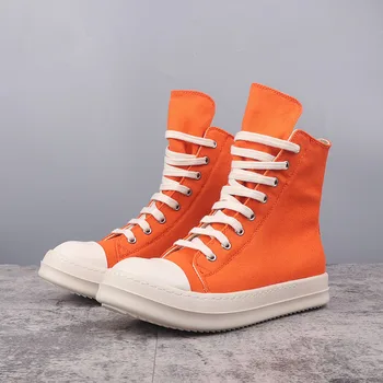 Хай Стрит Рик Парусиновые оранжевые повседневные кроссовки Мужские кроссовки Обувь Owens Женская повседневная обувь Мужская обувь