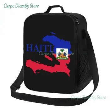Изготовленная на заказ карта Гаити, флаг, сумка для ланча, женский термоохладитель, Изолированные ланч-боксы для учащихся школы