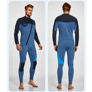 Гидрокостюм из ультра-эластичного неопрена толщиной 3 мм, водолазный костюм на молнии спереди, цельный для мужчин-подводное плавание, плавание с аквалангом, серфинг