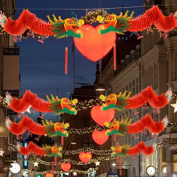 Украшение на китайский Новый год, китайский фонарь в виде дракона с кисточкой, Праздничное Подвесное украшение для весеннего фестиваля в помещении/на открытом воздухе