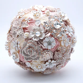 Роскошный букет цветов для свадьбы, свадебный букет с кристаллами и бриллиантами, букет с цветами в руках