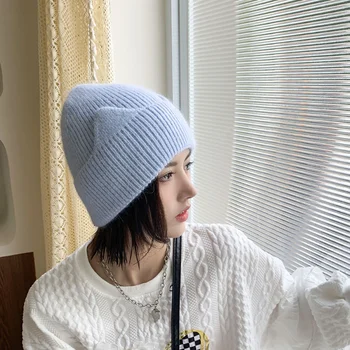 2022 Autumn and Winter Croco Skullies Hat Female Knitting Wool Beanie Caps Warm Ear Protection Cold Cap шапка для мальчика зима