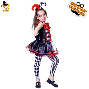 Костюм злого клоуна для девочки, косплей, страшная вечеринка на Хэллоуин, Пурим, Маскарадный костюм, страшные клоунские наряды для детей