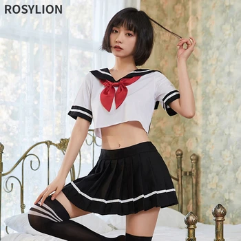 Женский комплект с милой юбкой, женское забавное нижнее белье, соблазнительная эротическая сексуальная униформа JK, костюм школьницы, студенческий комплект, униформа японских девочек