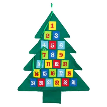 Адвент-календарь из фетра в форме Рождественской елки DIY Адвент-календарь в форме Рождественской елки Войлочный Адвент-календарь с 24 карманами DIY