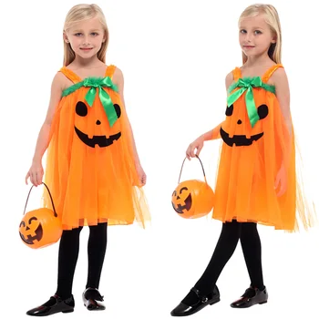 Детский костюм Ведьмы-тыквы для девочек на Хэллоуин, детское платье для выпускного вечера, праздничное платье для девочек