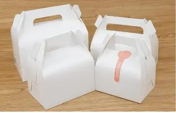 Оптовая Продажа Нового Стиля Из Крафт-Бумаги Favor Bag Коробки Для Кексов белая Упаковка Для Кексов Коробки Для Тортов Подарочная Коробка с ручкой