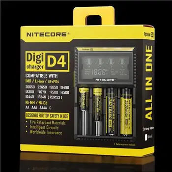 Новое Зарядное устройство с ЖК-дисплеем Nitecore D4 Digicharger Универсальное Зарядное устройство NiteCore Подходит для Литий-ионных/LiFeP04/Ni-MH/Ni-Cd аккумуляторов
