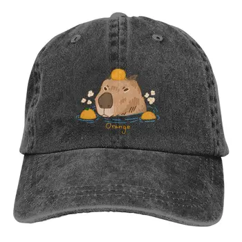 Выстиранная мужская бейсболка Оранжевые кепки Trucker Snapback, папина шляпа, шапки для гольфа из капибары