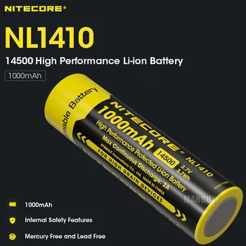 Продается Nitecore NL1410 1000mAh 3.7V 3.7Wh Защищенная Литиевая Аккумуляторная Батарея 14500 Lion Battery Max2A с 500-кратными Циклами зарядки-разрядки
